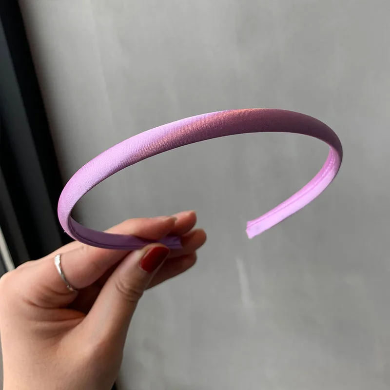 1PC Red Blue Green Pink Satin Headband for Women girls Kids Hair band Solid Color Thin Elastic Hair Hoop Accessories Headpiece