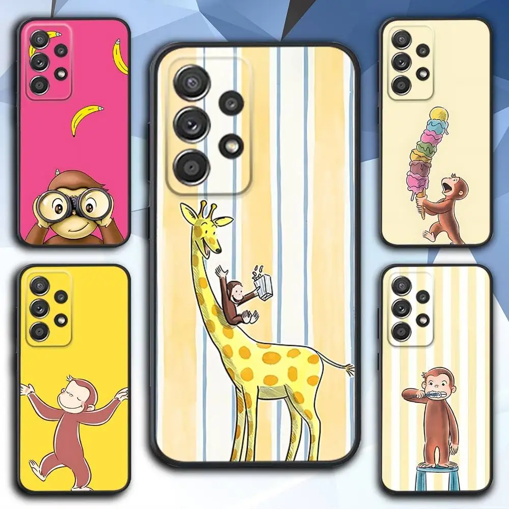 

Милый чехол для телефона G-George Mokey для Samsung S 25,24,23,22,30,21,10,9,Ultra,Plus,Lite,FE,4,5 G, мягкий черный чехол