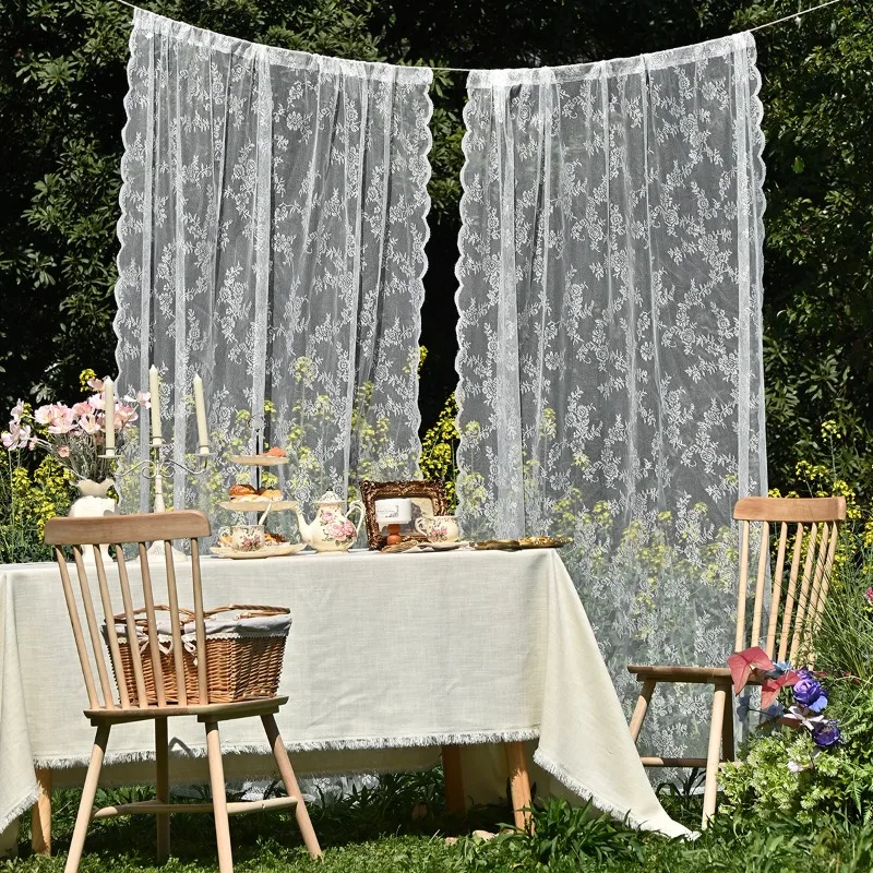 Multi-color Romantic Lace Sheer Curtain Flower Lace Window Curtains for Living Room Bedroom Home Decoration Window Screening