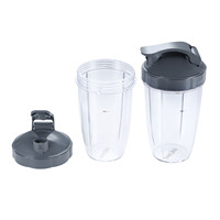 2pcs/set Replacement 24oz Cups fit for Nutri Bullet Blender Jucer 900W 600W with Flat Lid Nutribullet Flip Top To Go Lid NB-101B