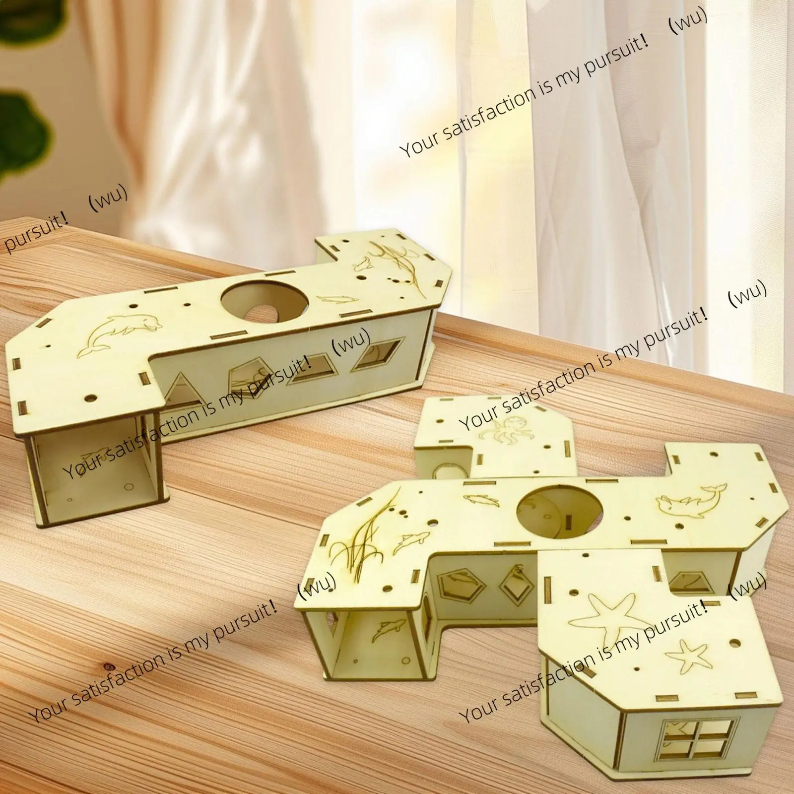 Hamster tunnel toy, fun wooden guinea pig tunnel tube, suitable for pygmy rats, mink hedgehogs, small animals