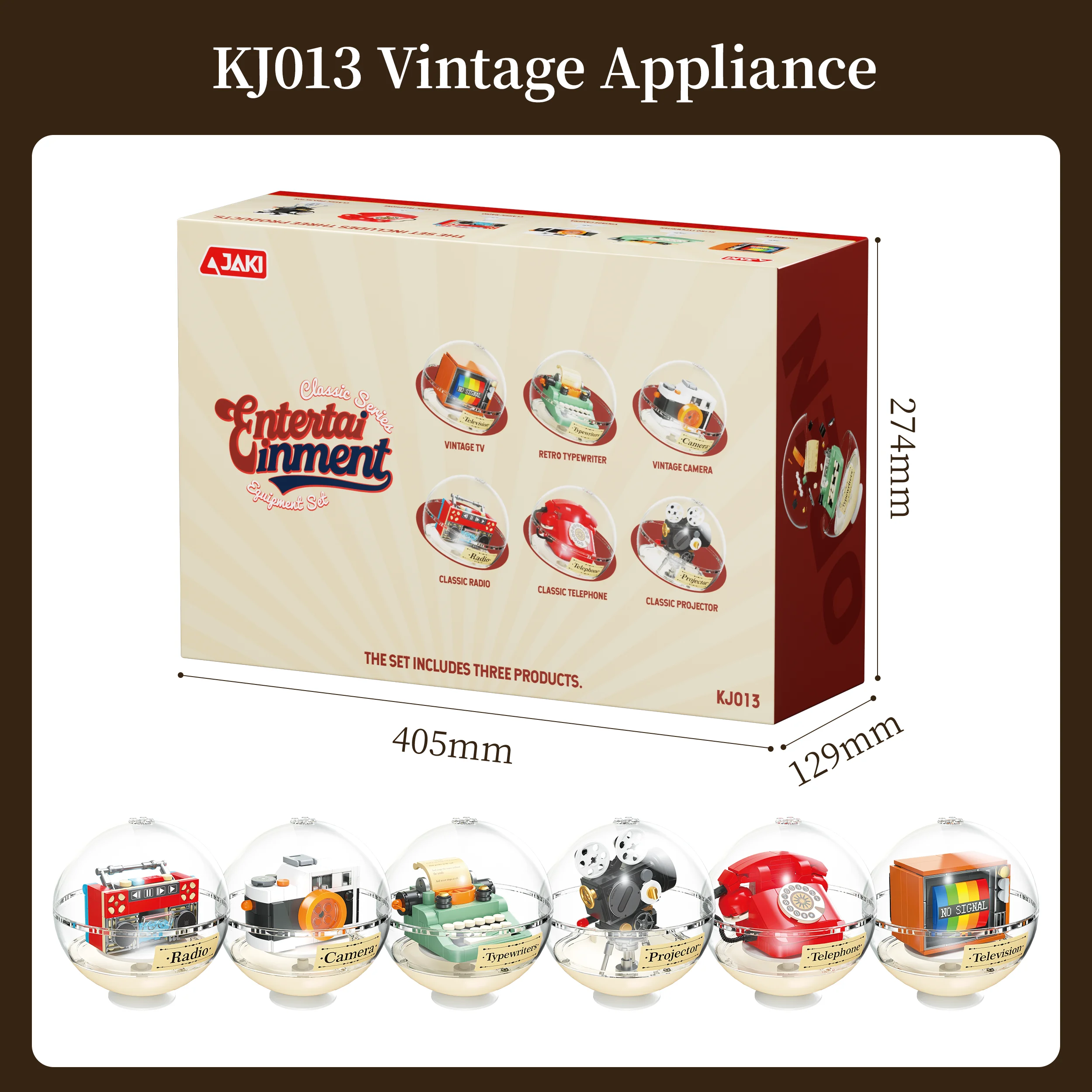 

JAKI Ретро строительные блоки, серия электроприборов, гашапон, шарик, радио, креативный орнамент, модель в сборе, детский подарок на день рождения