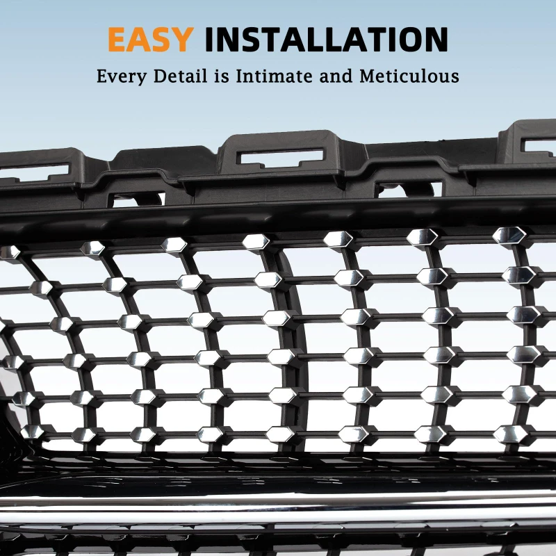 GT نمط المصد الأمامي مصبغة شواء لمرسيديز بنز C-CLASS W205 C180 C260 C300 C200 C250 2015 ~ 2018 AMG الماس نمط مصبغة