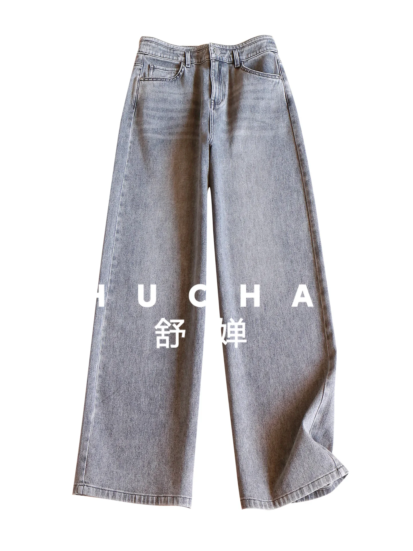 جينز نسائي مستقيم وواسع الساق عالي الخصر مغسول وقديم 86E3 بنطلونات Vaqueros Mujer جينز نسائي