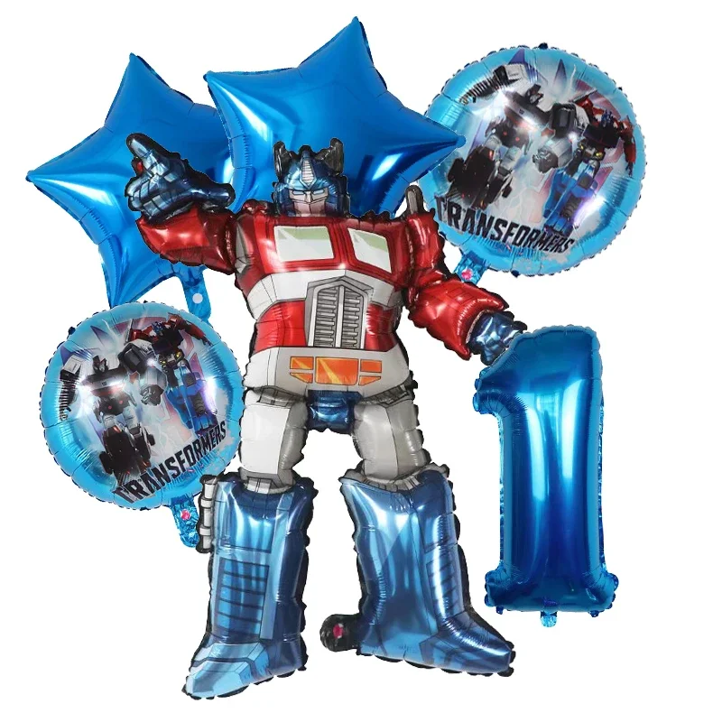 6pcs Transformation Bumblebee Optimus Prime Theme Birthday Party Decorations Aluminum Film Digital Balloon Baby Shower Boy Gift