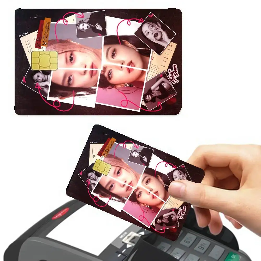 Popular K-pop B-Black Groups Pinkes Game Film Cover Sticker Case for Small Chip Credit Debit Card Front Side