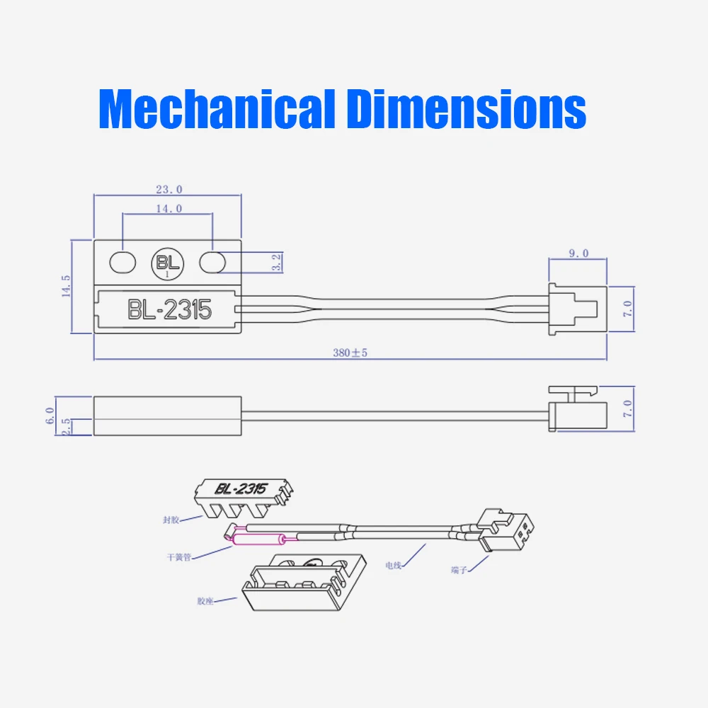 50 Uds GBeelee No/nc Sensor de proximidad de resorte magnético sellado de plástico Rectangular/cilíndrico para interruptores de proximidad usados en seguridad