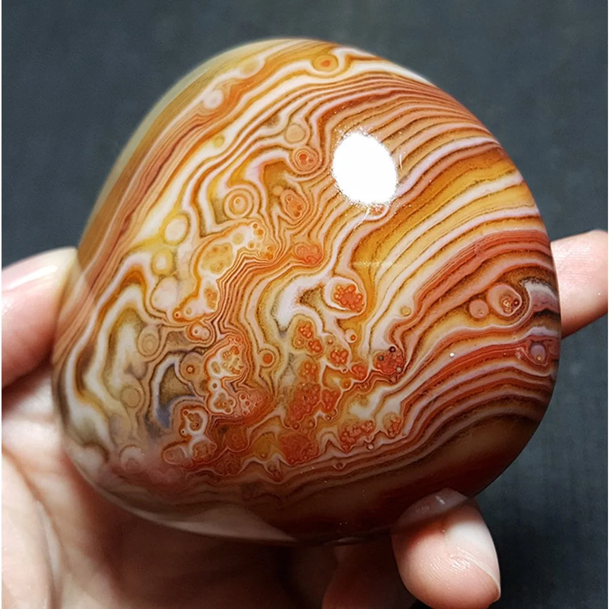 Large Multi Color Banded Agate Palm Stone, Polished Tumbled, Display Stone, Wire Wrapping, Natural Stone, Crystal Collection