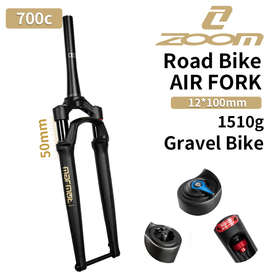 700CグラベルロードバイクZoom Marmot エアーサスペンションフォーク