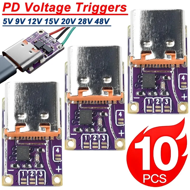 1/5/10PCS PD3.0 PD3.1 QC3.0 Trigger Module Type-C 5-48V 5A Fast Charging Decoy for Power Delivery DIY Projects Accessories