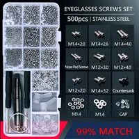 500pc Eyeglasses Sunglasses Repair Kit Tool Glasses Screwdriver Screws Sets Nuts Nose Pad Optical Repair Tool Parts Assorted Kit
