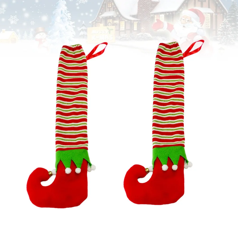 

2pcs Christmas Chair Feet Covers Table Leg Socks Decorative Cloth Floor Protectors Anti-Slip Soft Fit Bar Stool Kitchen Patio