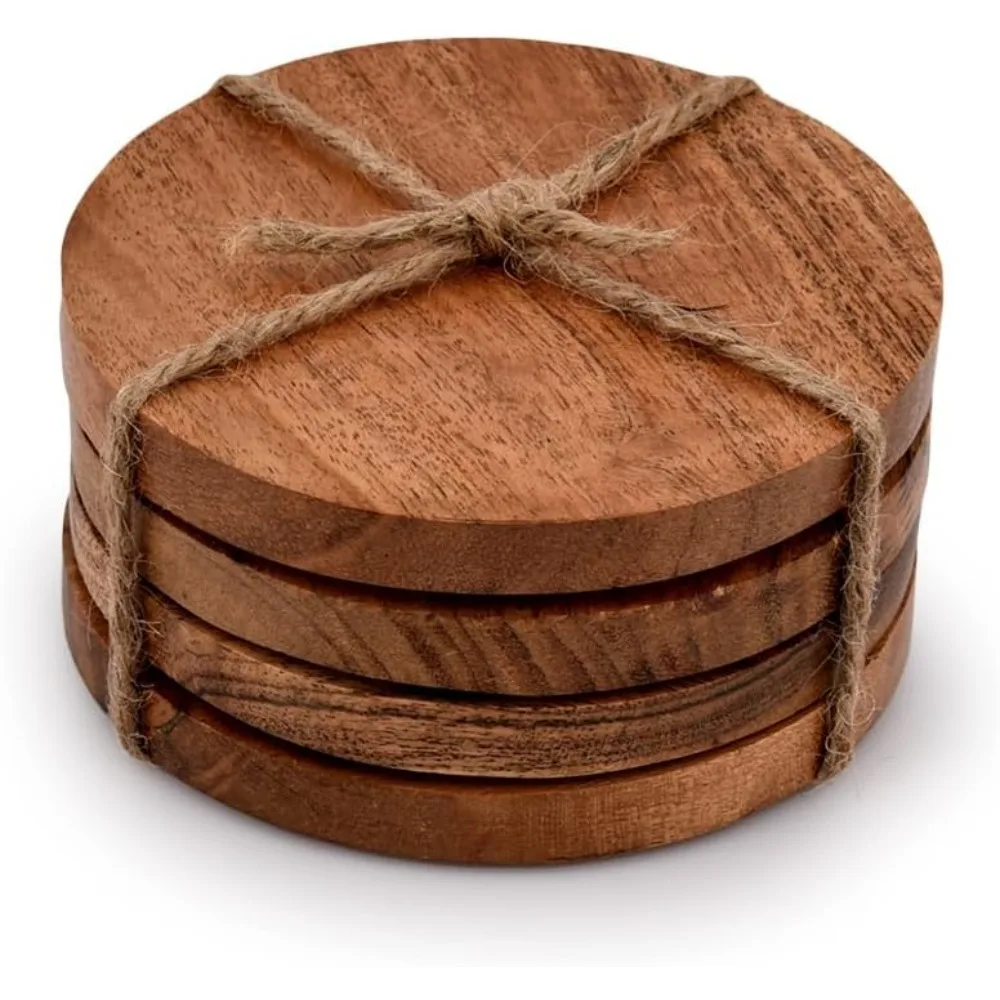 

Wood Round Coasters Protection Tabletop,Countertop and Surfaces from Water Marks or Damage | Home & Office Decor