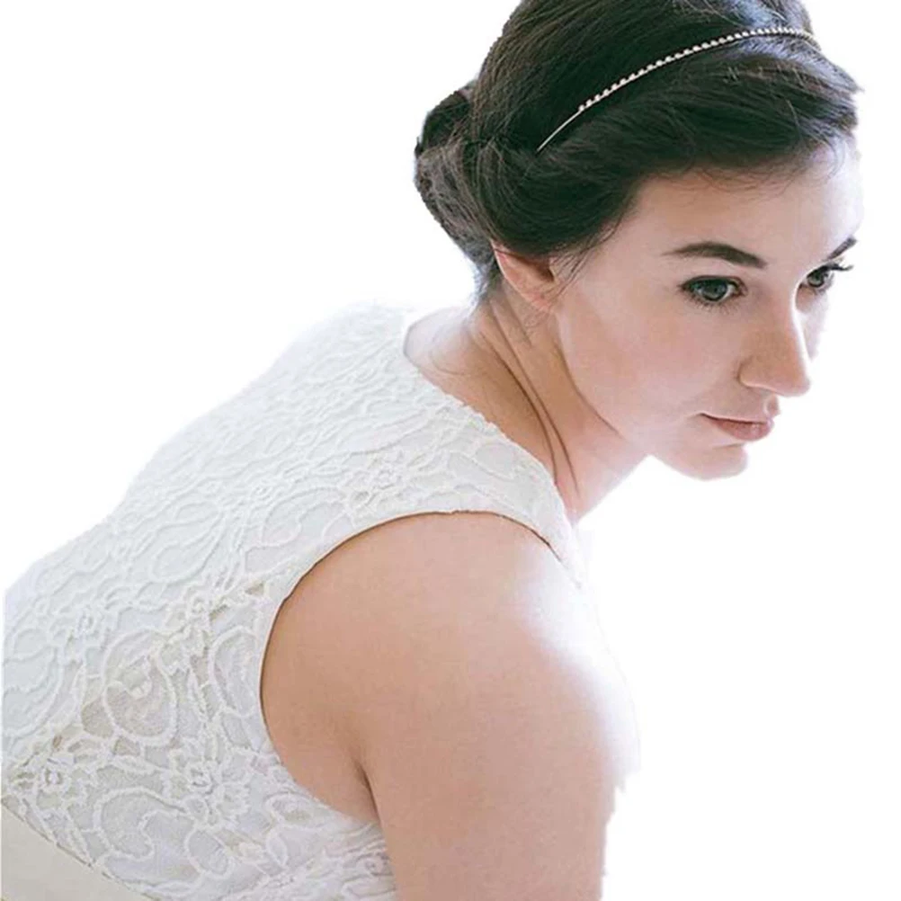 

2Pcs Full Rhinestone Crystal Hairband Elegant Glitter Head Hoop for Women Bridal Bridesmaid Wedding Party Accessories