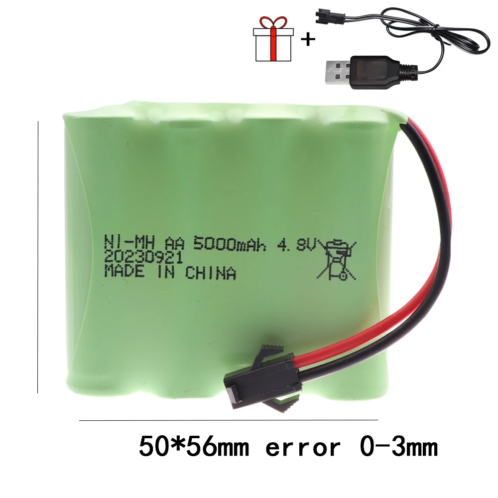 3.6V/4.8V/6V/7.2V/9.6V 5000mAh Rechargeable NI-MH Battery Pack For Rc toys Cars Tanks Robots Guns Boats toys accessories