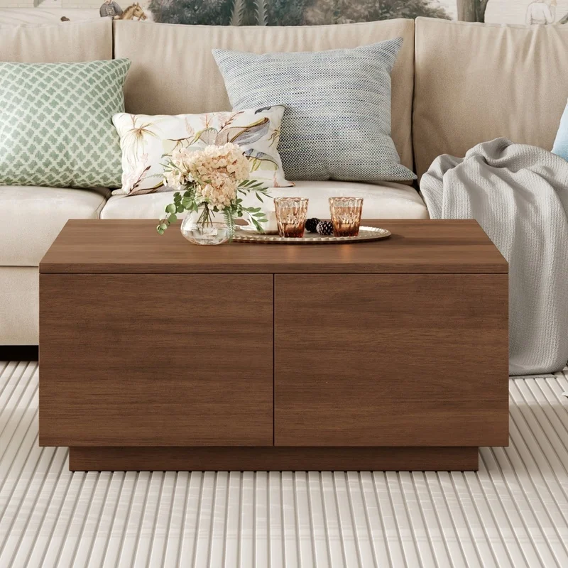 

33.25" Walnut Coffee Table with 4 Drawers