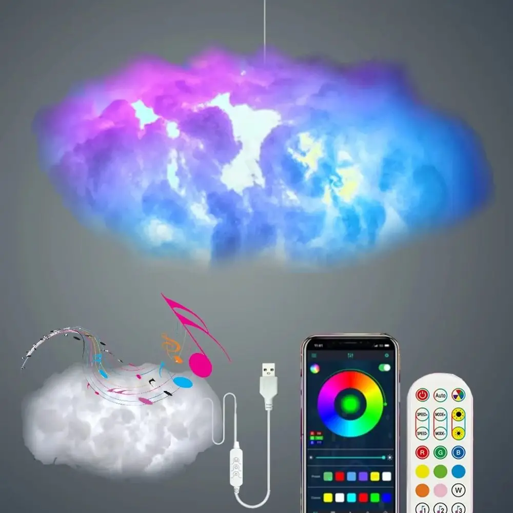 

Bedroom 3D Cloud Clouds Lights Multicolor Room Decorations Thunder Cloud Light Smart Remote USB Atmosphere Lamp