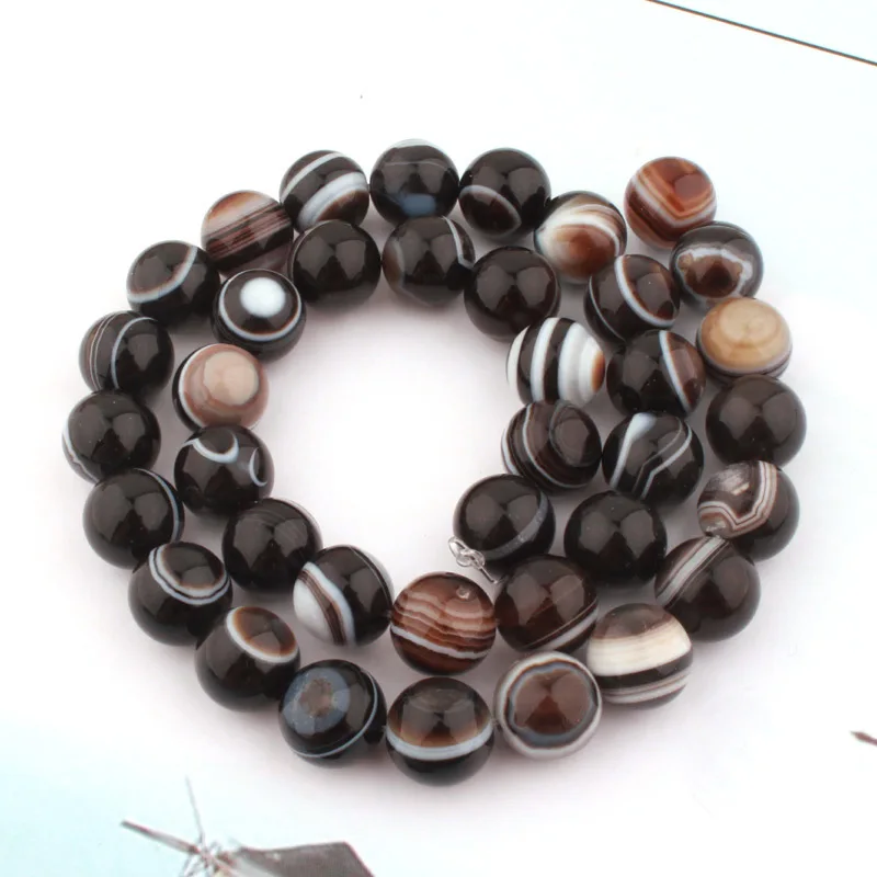 

6mm 8mm 10mm Natural Sardonyx Onyx Botswana Agate Stone Beads Smooth Spacer Strand 15 Inches For Jewelry Making DIY Loose Beads