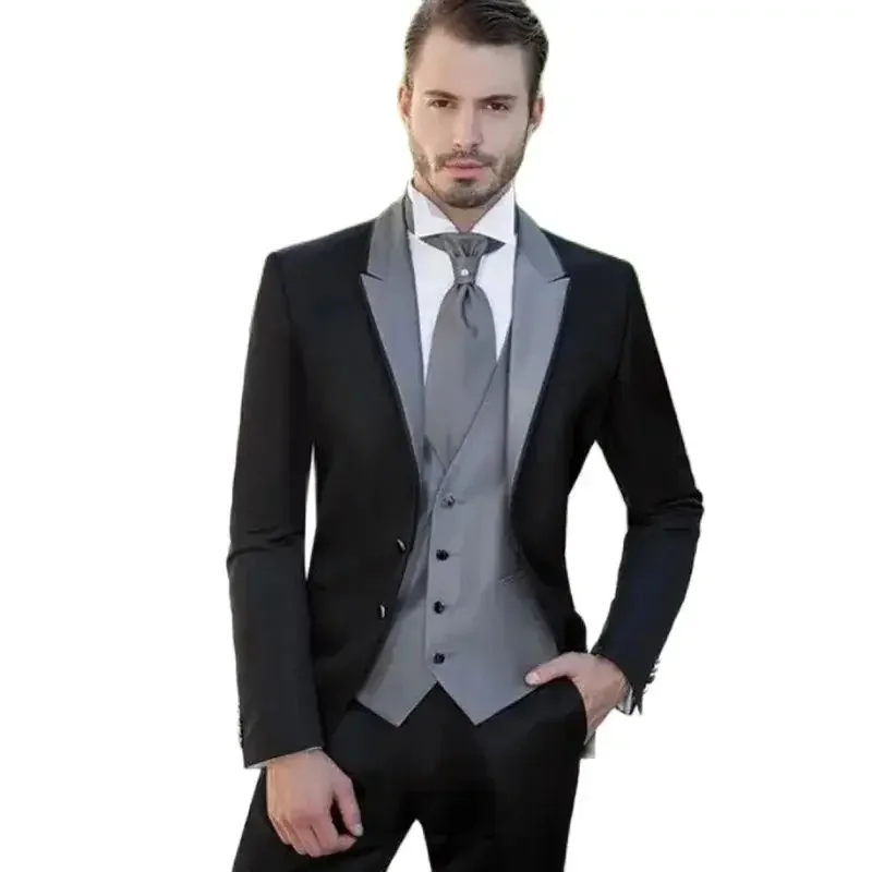 Men's Suits for Wedding 3 Piece Jacket Pants Vest Outfits Single Breasted Peak Lapel Slim Fit Male Clothing Luxury Blazer