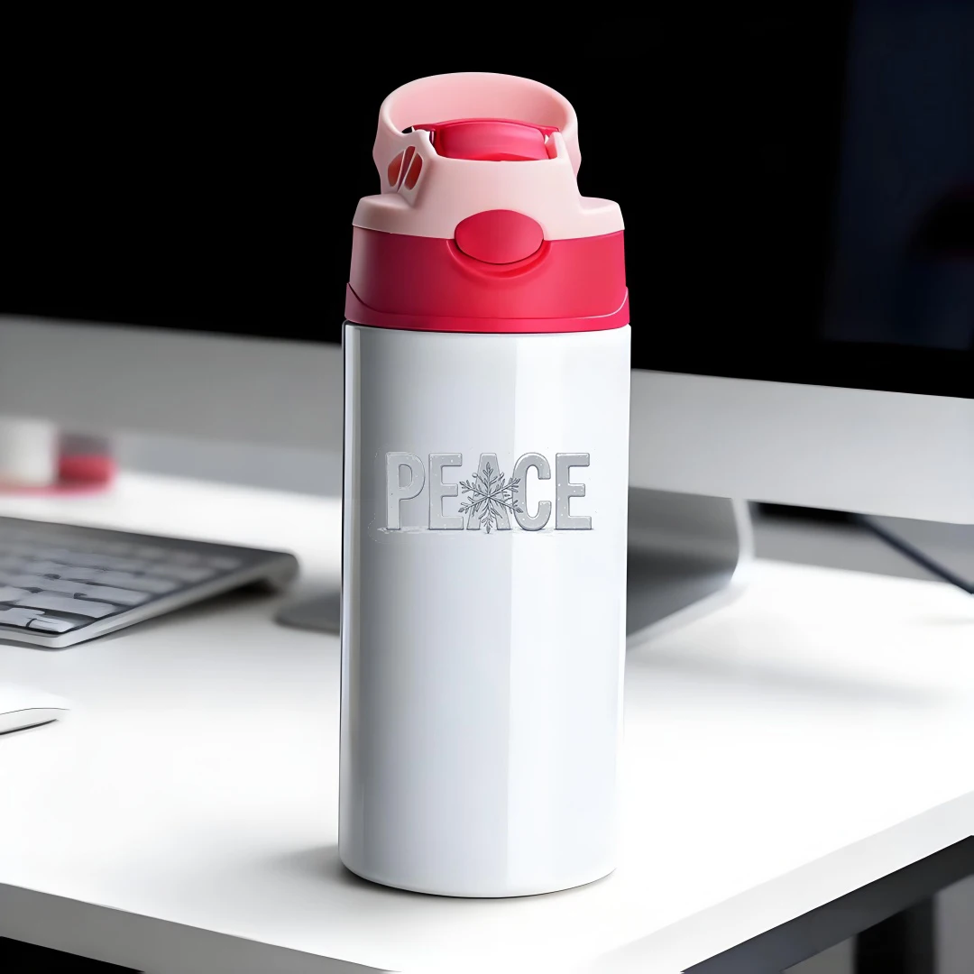 

304 Stainless Steel Insulated Cup PEACE Metal Texture Straw Cup Cartoon Snowflake Christmas Gift Set 3D Cartoon Christma