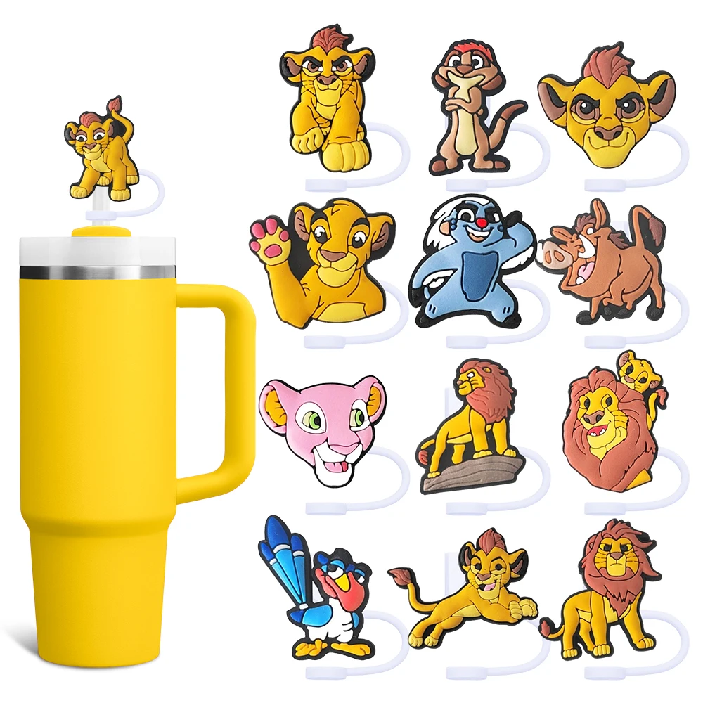 HotToys Lion King Simba Cartoon Straw Cover Cap Straw Plug Splash Proof Drink Fit Cup Straw Cap Eco-friendly Charms Pendant Gift