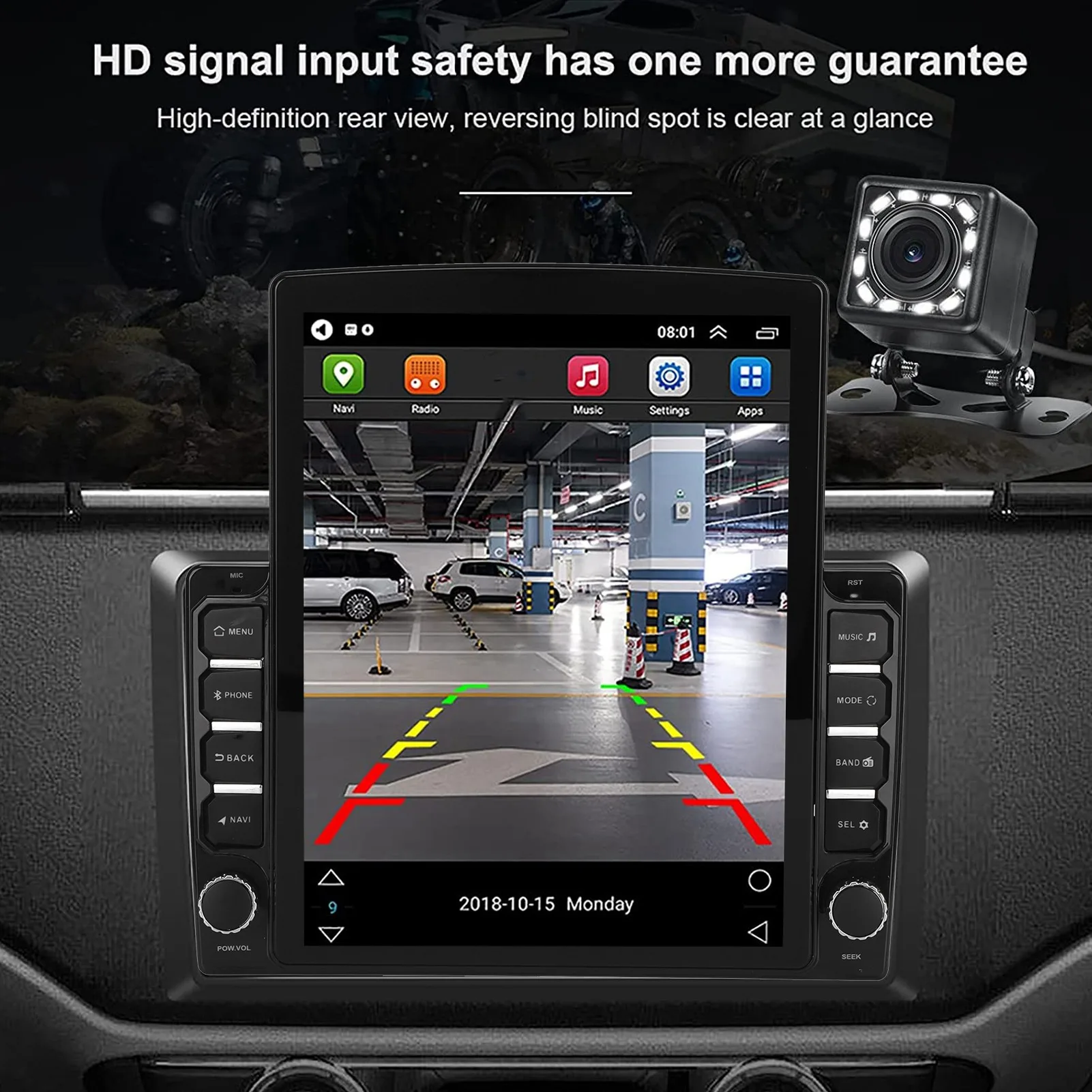 9,7 Zoll Doppel-Din-Autoradio, FM-Radio-Empfänger, Multimedia-Player mit Rückfahrkamera, integriertes WIFI, GPS, Bluetooth, Autoradio