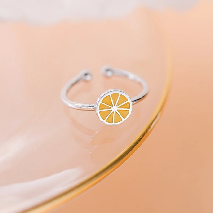

Новые простые креативные фруктовые модные ювелирные изделия из стерлингового серебра 925 пробы, индивидуальные милые лимонно-оранжевые подарочные открывающиеся кольца R302