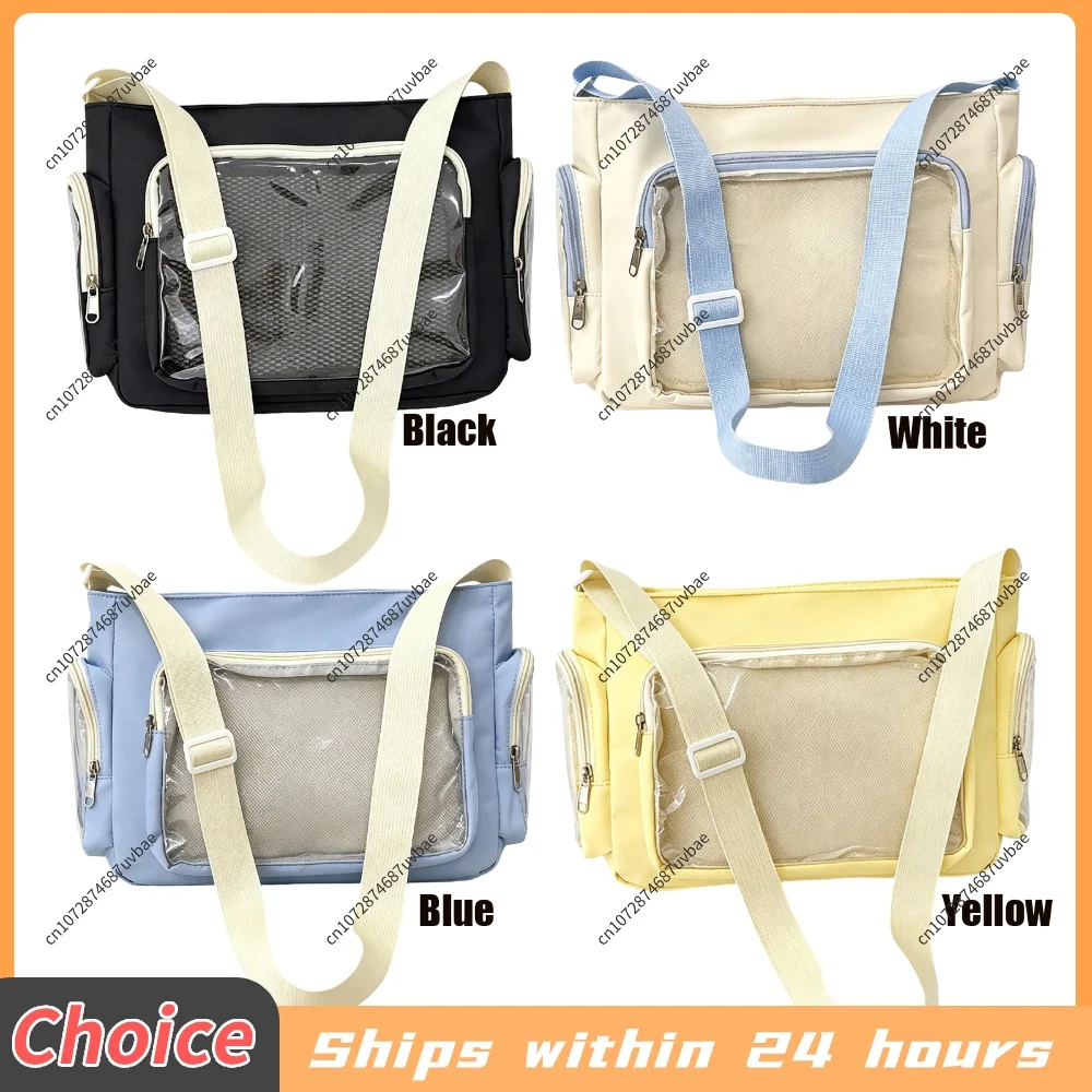 Women Crossbody Purse Clear Window Trendy Transparent Crossbody Bag Crossbody Shoulder Bag for Anime Pin Collect Casual Daily