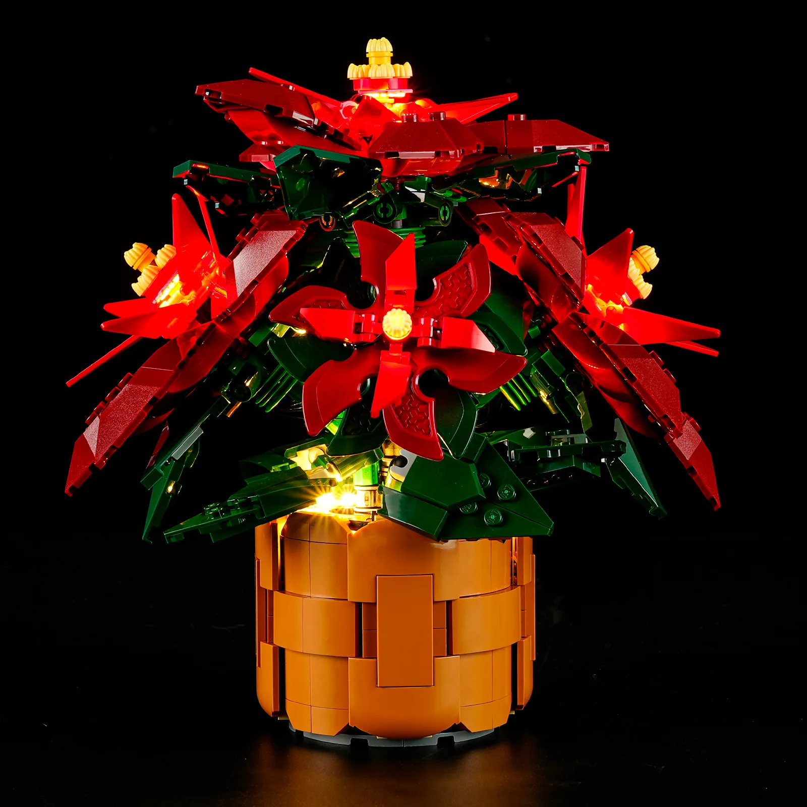 (Only LED Light)  10370 Poinsettia Flower Flowerpot Potted Plant Ideas (Not Include Building Blocks Bricks Kits Sets Model)