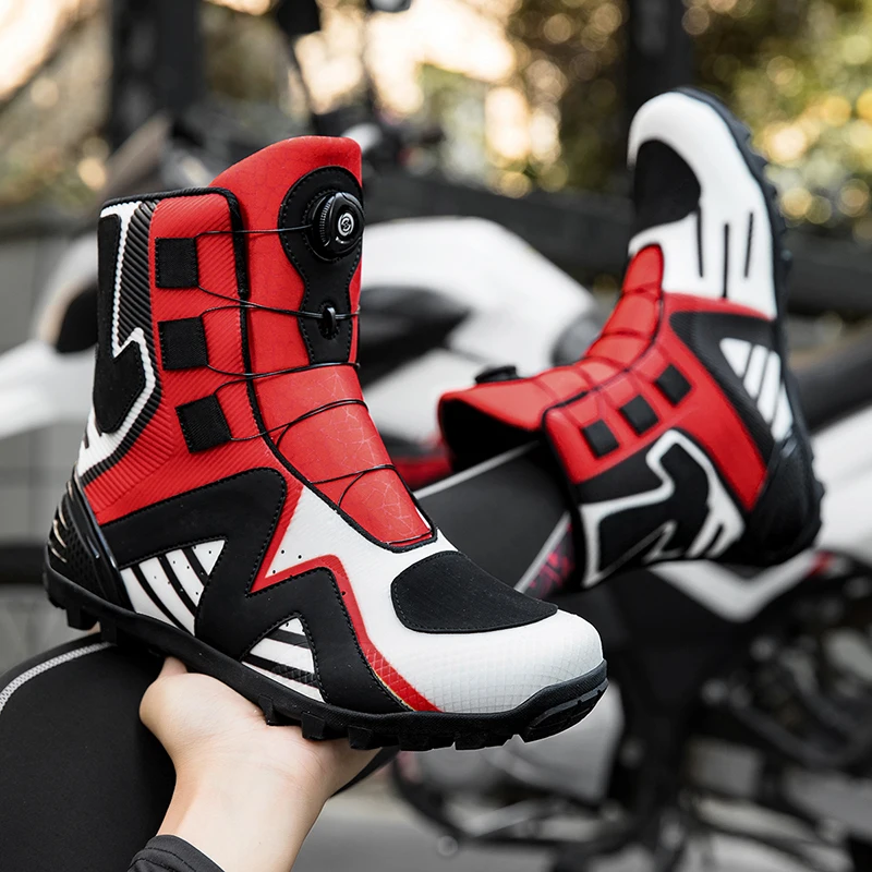 

Motorcycle protective riding boots men four season fashion high top anti slip wear-resistant comfortable off-road cycling boots