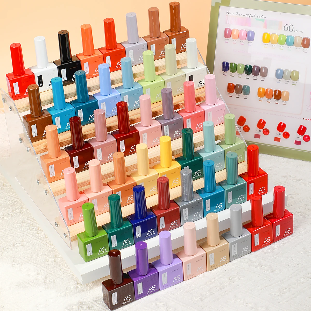 Professional AS Gel Nail Polish Set 60 colori con colori Card vernice Uv di alta qualità Vernis Kit semipermanente e Base Top Coat