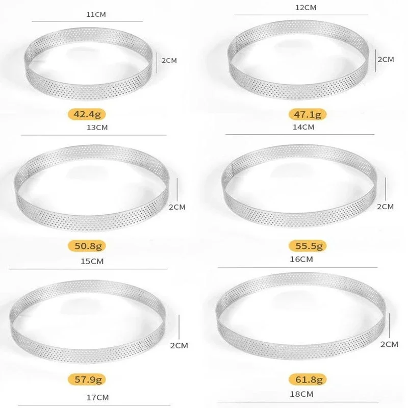 

Cookie Cutter 4-20cm 304 Stainless Perforated Seamless Tart Ring Quiche Ring Tart Pan Pie Cake Mold Seamless Baking Accessories