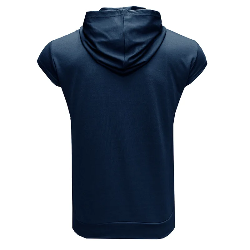 

TRSYPHXM 2025 new Summer men's sleeveless hooded sports fitness outdoor vest American zipper men's hoodie