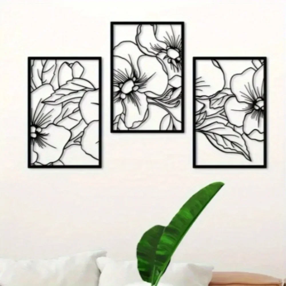 CIFBUY Metal Flower Set Wall Art Iron Hanging Decor Rust Proof Outdoor Home Living Room Bedroom Gift Plaque Sign