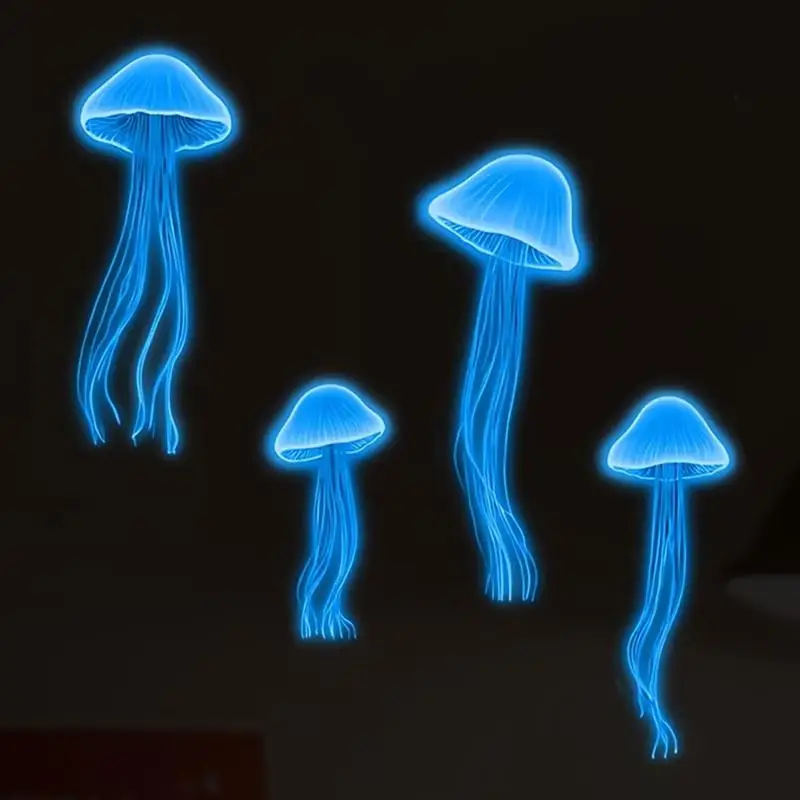 Jellyfish Wall Stickers Glow In The Dark Removable Waterproof Toilet Bathroom Kids Bedroom Wall Decoration