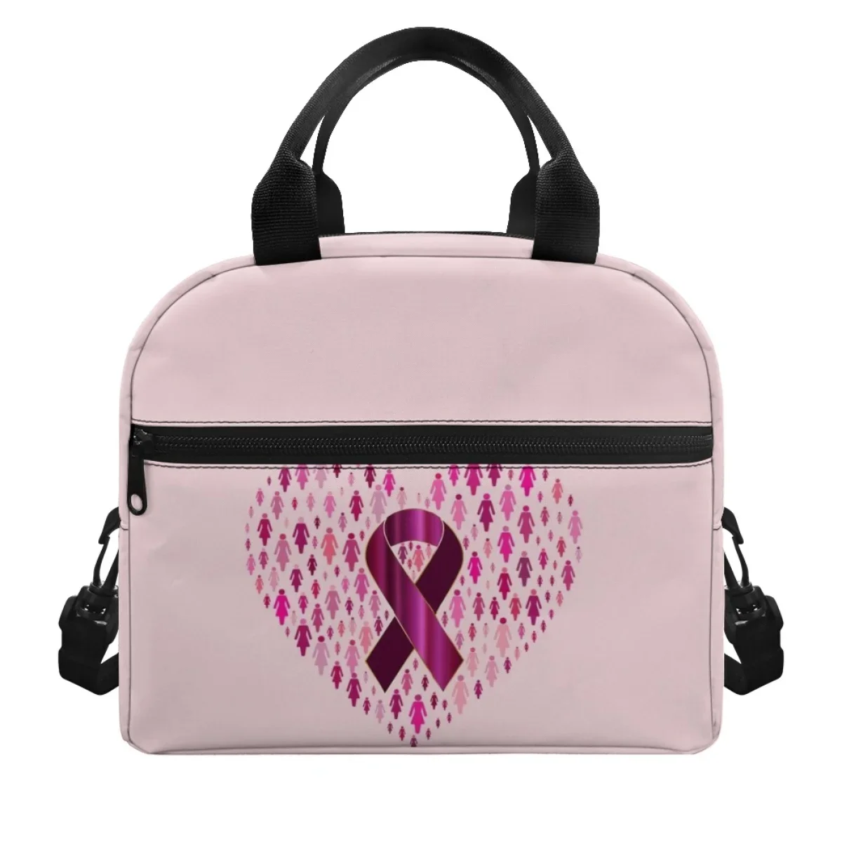 FORUDESIGNS Sac Lunch Pink Cancer Theme Women's Thermal Lunchbox Lightweight Stylish Thermo Cooler Bags Accessories Marmita