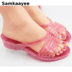 36-40 Womens Slippers Summer Shoes Female Wedges Sandals Platform Crystal Flip Flops Mujer Peep Toe Transparent Beach Footwear 1