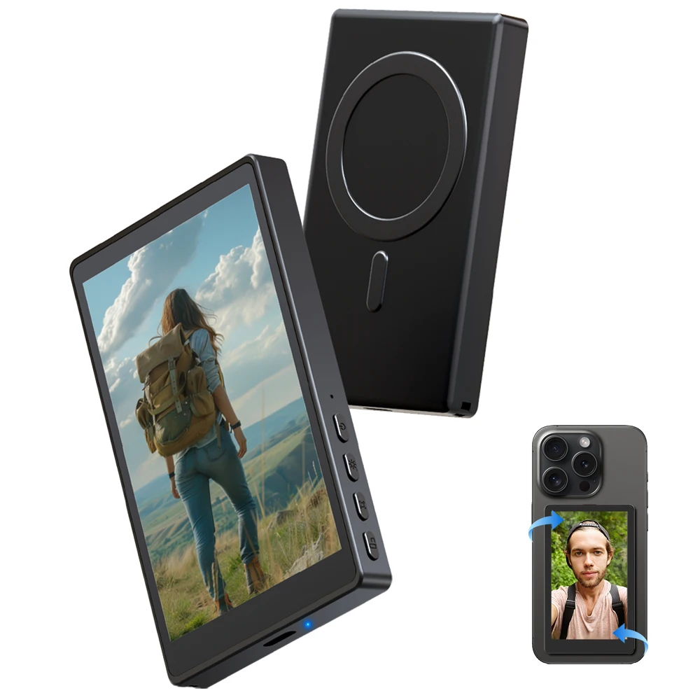 

Wireless Selfie Screen for iPhone Android Phone Magnetic Phone Vlog Live Stream Selfie Screen