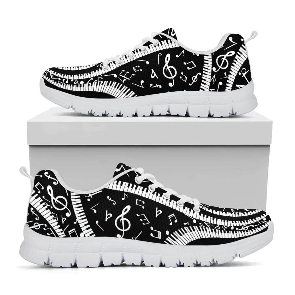 Autumn Women Flats Shoes Art Style Piano Keyboard Music Note Print Air Mesh Casual Sneakers 2024 Zapators De Mujer
