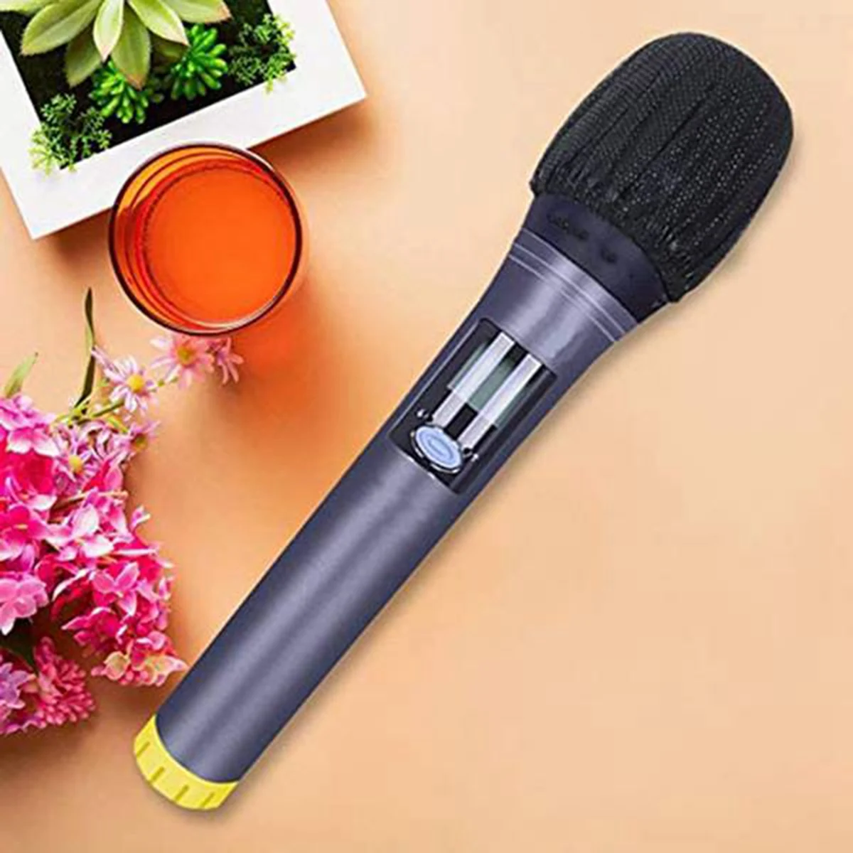 B06C-100 قطعة غطاء ميكروفون للاستعمال مرة واحدة يده ميكروفون غطاء رأس واقي غطاء ميكروفون موسيقي لشريط الكاريوكي KTV ، إلخ