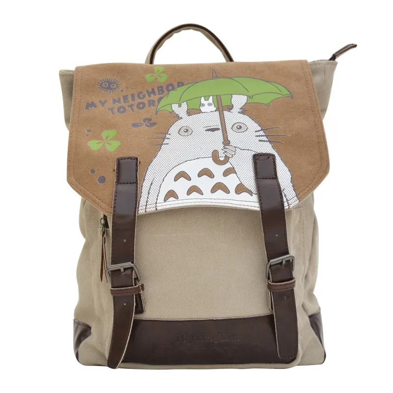 My Neighbor Totoro bedruckter Canvas-Rucksack mit Klappendesign, lässige Schultasche für Studenten, täglicher Schulterrucksack, Merch-Geschenk