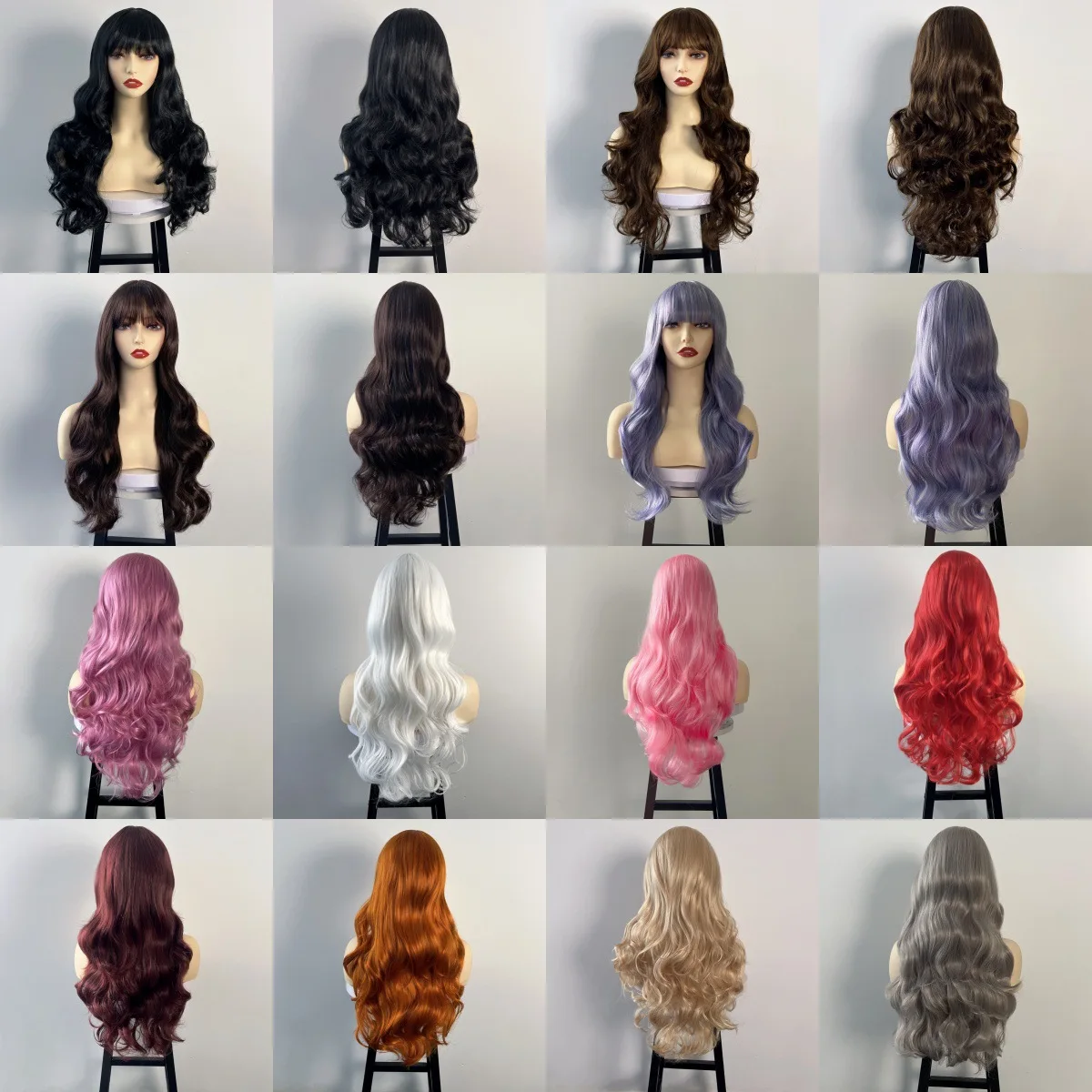 Ladies, Multi Colored Long Curly Hair Wig, Worn At Parties, Exquisite European And American Style