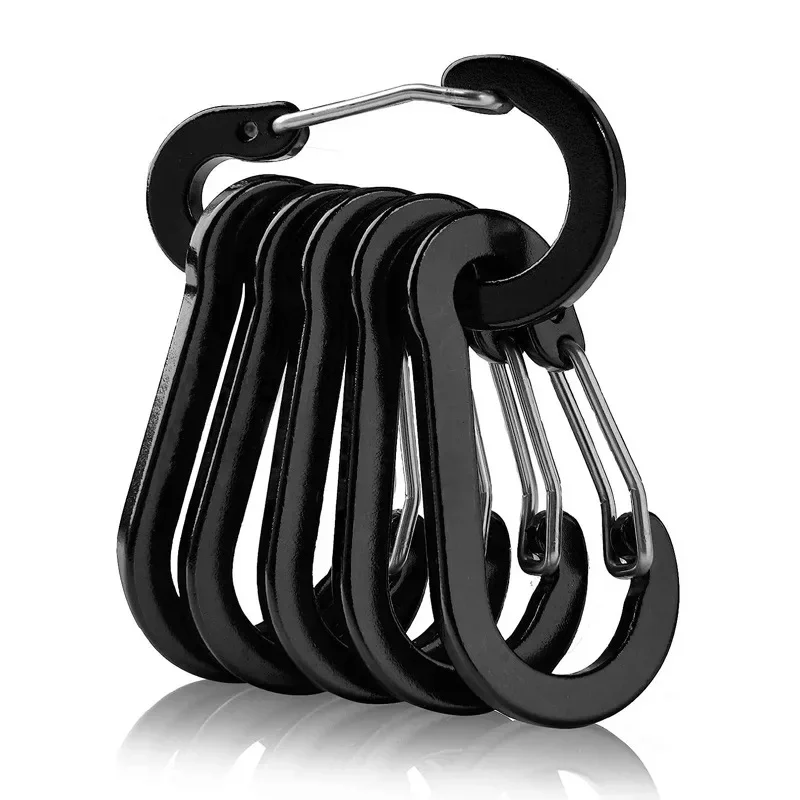 6/12pcs Fishing Steel Small aluminum alloyCarabiner Clips Outdoor Camping Multi Tool  Fishing Acessories Hook key chain