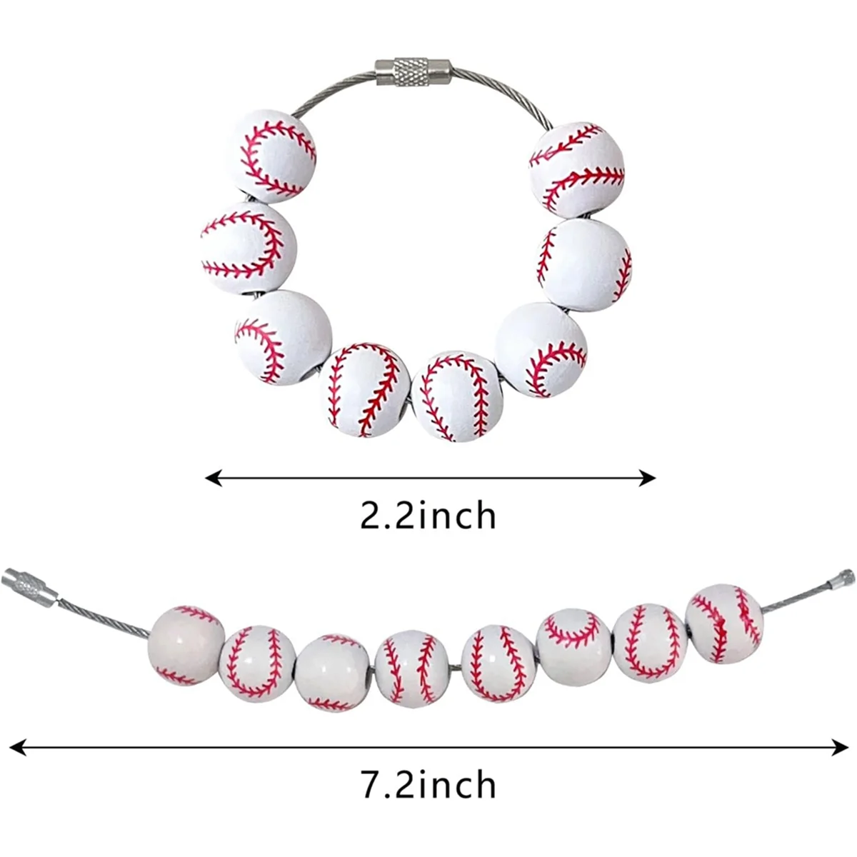 Sports Charms, Wooden Beads Accessories Charm for Bogg Bag, Simply Southern, Beach Tote Bag White