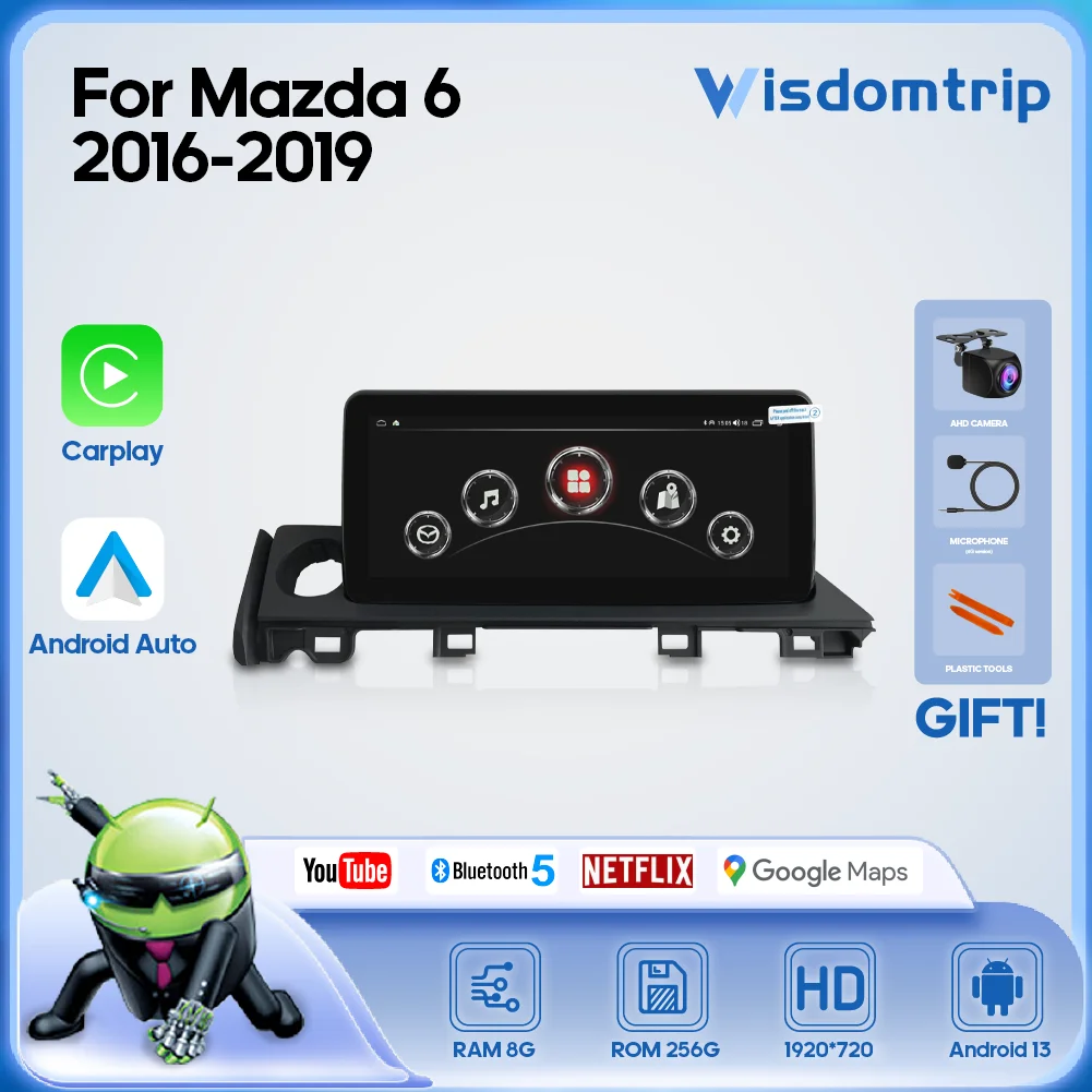 10.25inch For Mazda 6 2016-2019 Smart Multimedia Video Player Radio GPS 4G+WIFI Navigation Carplay+Android AUTO Android13