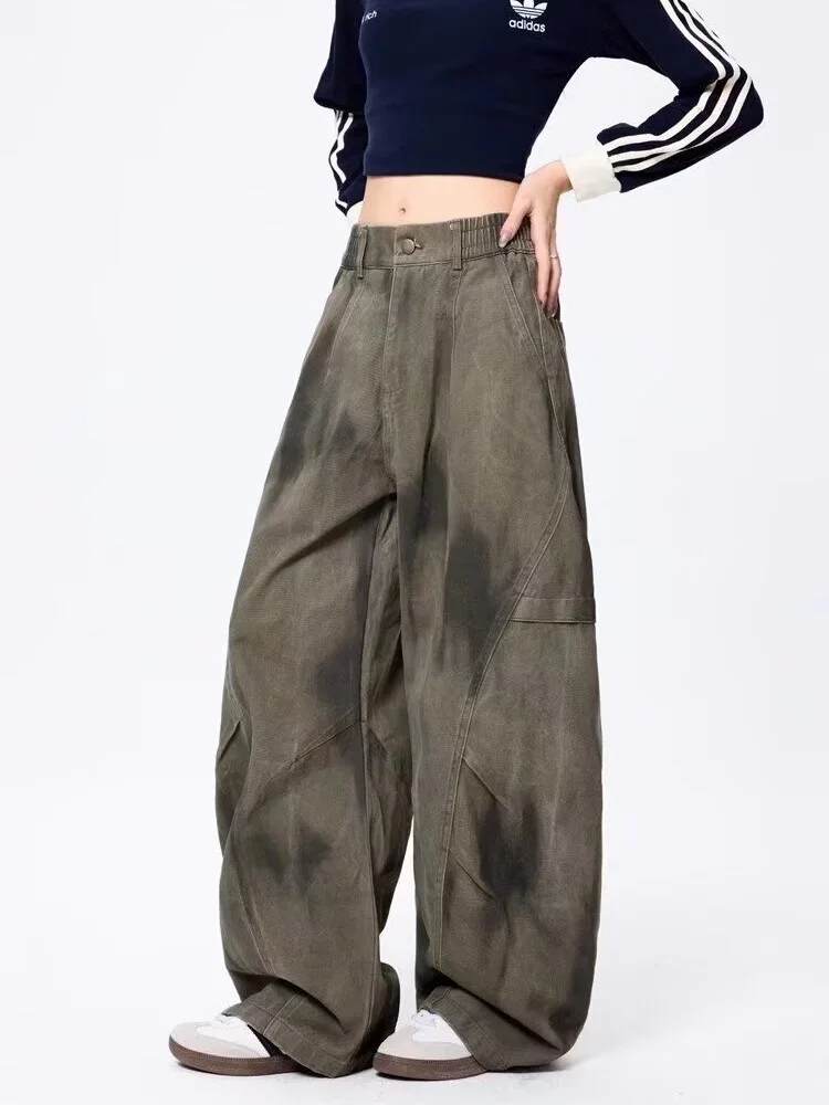 2025 Ropa Grunge Y2K Streetwear Vecchi pantaloni jeans larghi a pieghe per le donne Abbigliamento gamba larga Pantaloni gotici da donna Vaqueros Mujer