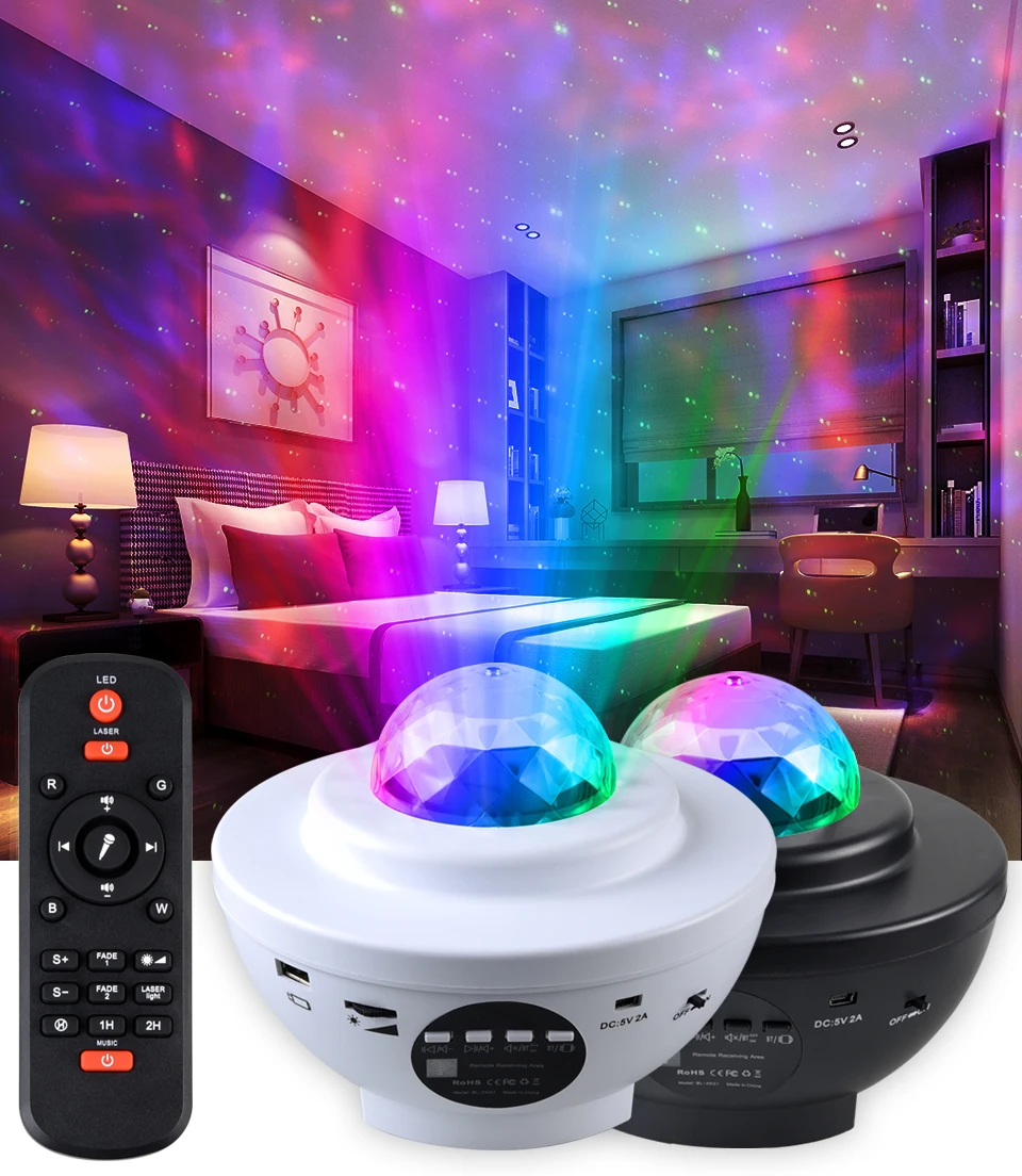 Colorful Starry Sky Galaxy Projector Nightlight Child Blueteeth USB Music Player Star Night Light Romantic Projection Lamp Gifts