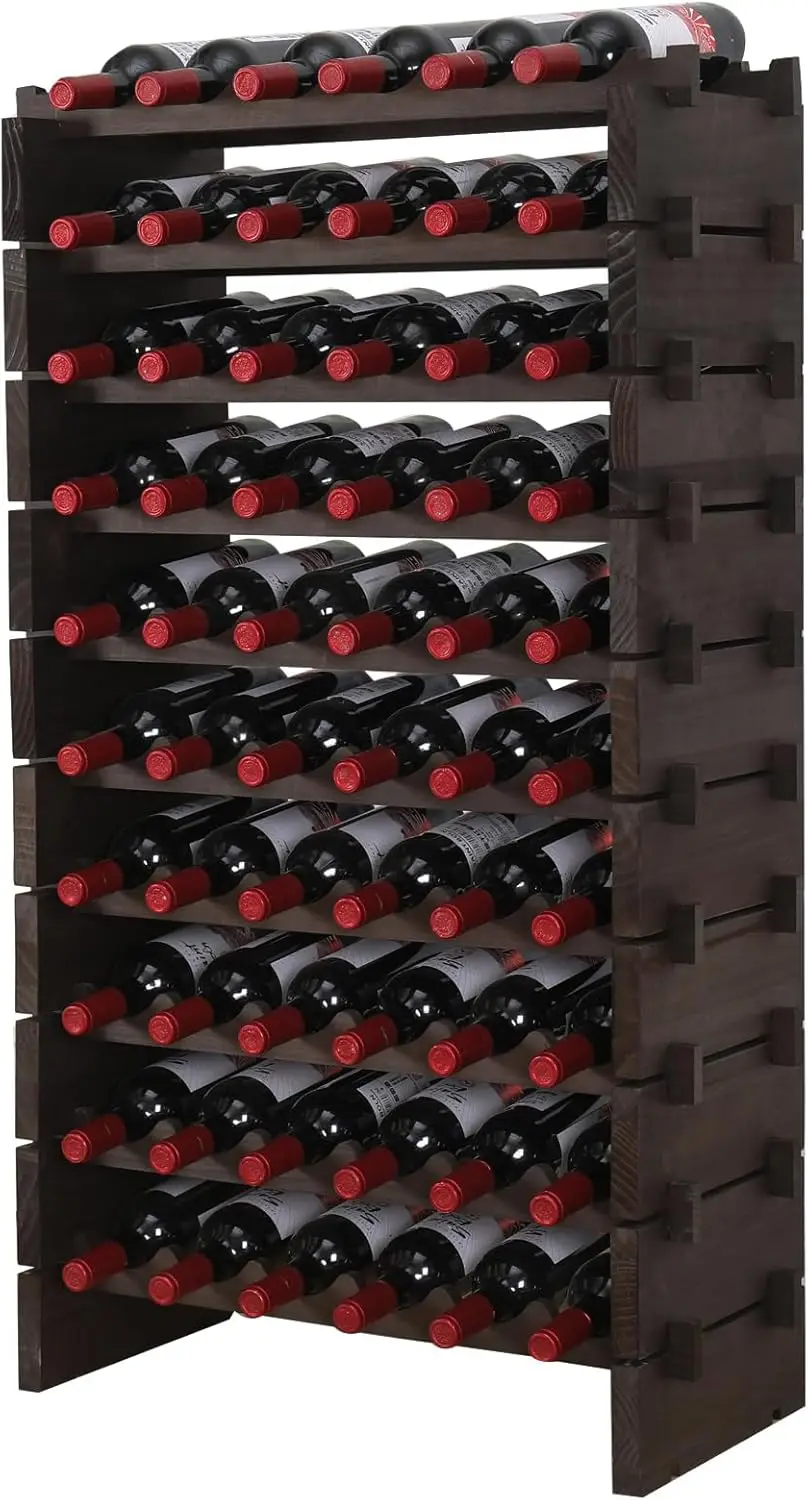 

Wine Ra Solid Wood Staable Storage Wooden Wine Ra Wine Cabinet (60 Bottles, Gray)