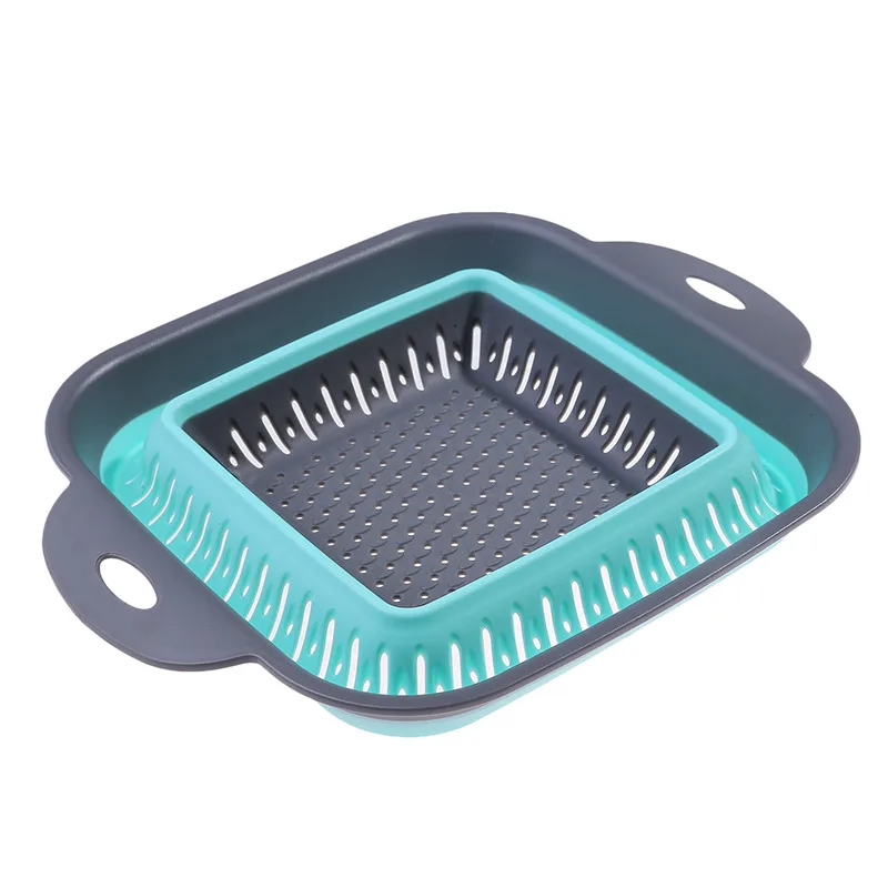 Folding Silicone Kitchen Storage Basket Multi-use Fruit Vegetable Drainer Foldable Kitchen Draining Organzier Kitchen Gadgets