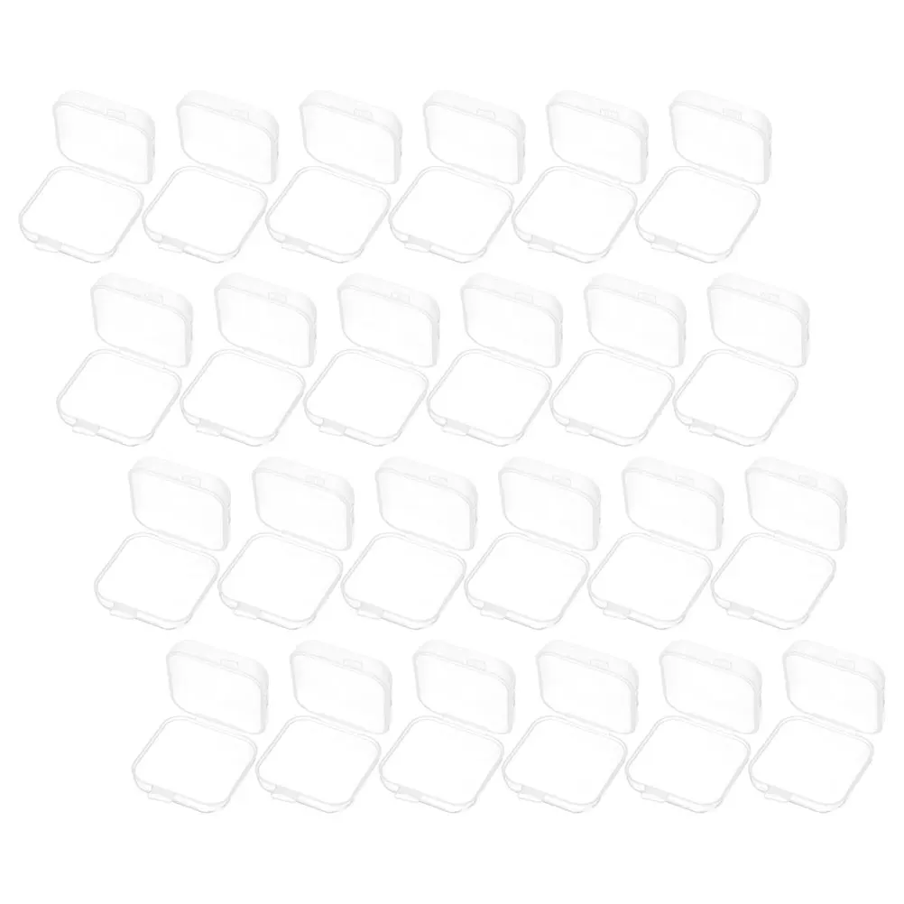 

50pcs Clear Mini Jewelry Case Empty Ear Backs Storage Boxes Portable Plastic Containers for Beads Hooks Accessories Organizing
